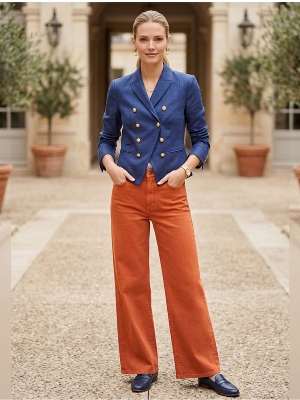 Banana Republic Navy Blue Double-Breasted Women's Blazer